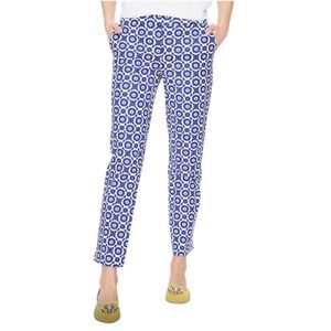 Boden Richmond Floral Print 7/8 Trousers Greek Blue Size 8